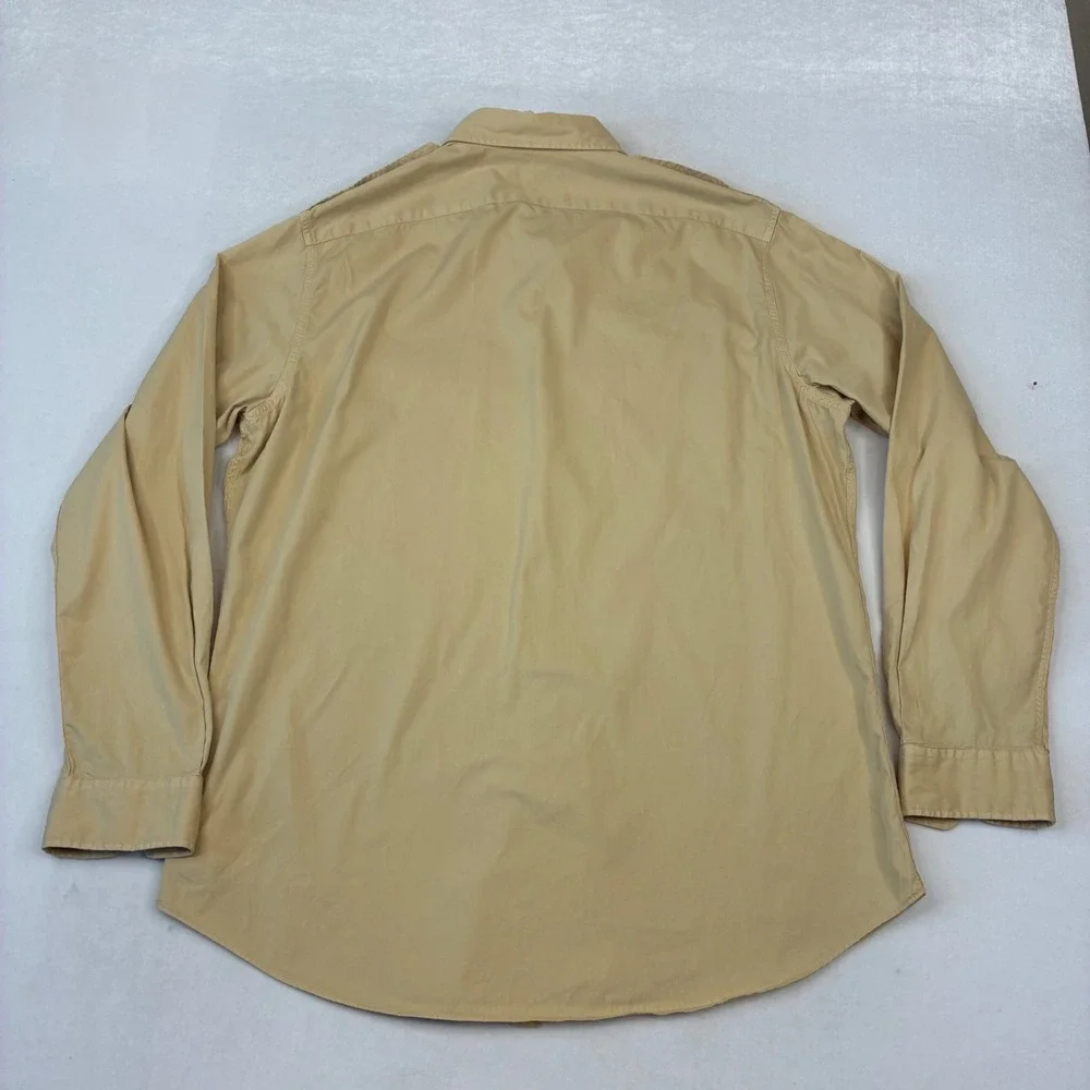 Polo Ralph Lauren Shirt Mens L Tan Khaki Featherweight Twill Epaulette Safari